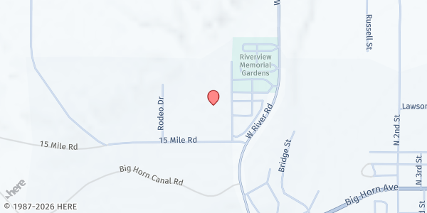 Map showing Worland Pop-Up/Mobile Resource - Fairgrounds at 501 15 Mile Rd - Green Building, Worland, WY